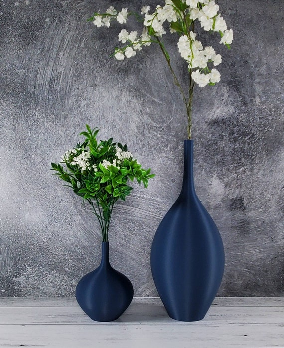 Tall Matte Navy Blue Long Neck Nordic Vase | Desk Vase | Home Decor