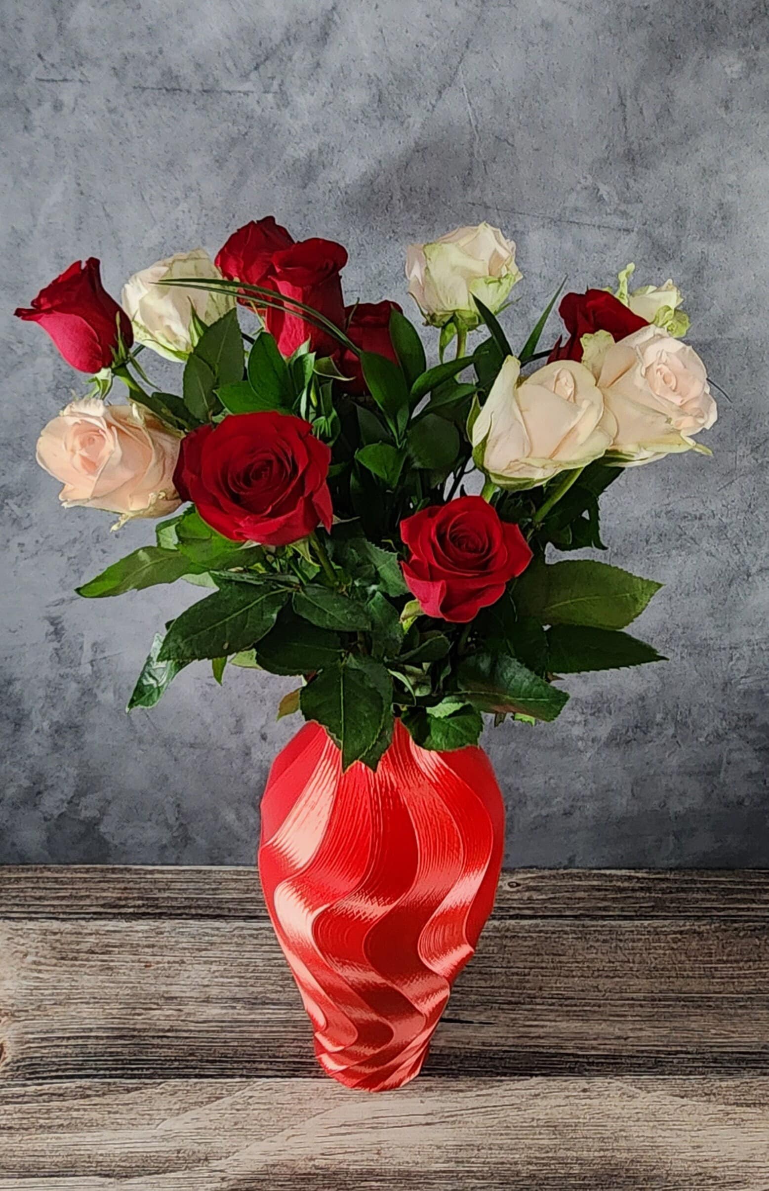 8 to 15 Inch Tall Shiny Twirl Red Vase or Centerpiece | Home Decor