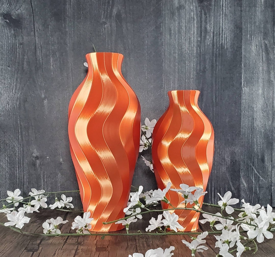 Orange Vase Twirl Orange Flower Vase Orange Home Decor Party Decor