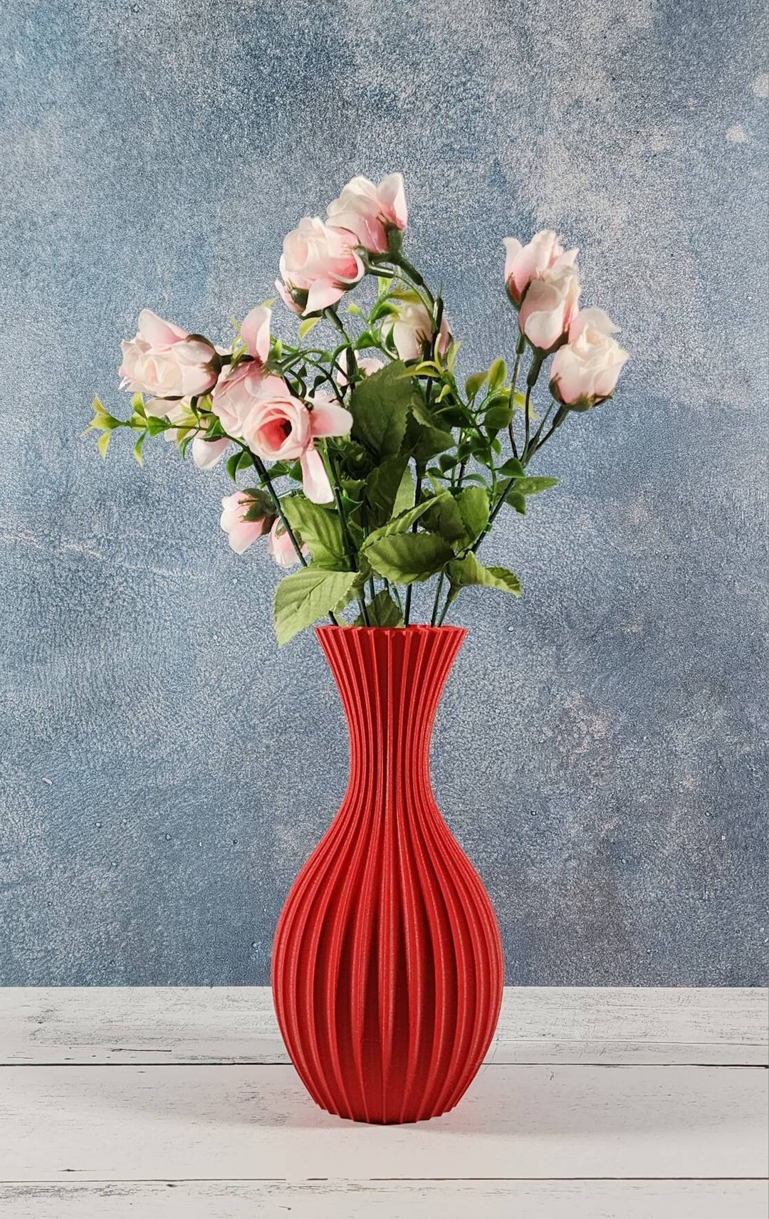 Red Vase Matte Striped Cute Mini Boquet Vase Desk Vase Home Decor Centerpiece Nosegay Vase Table