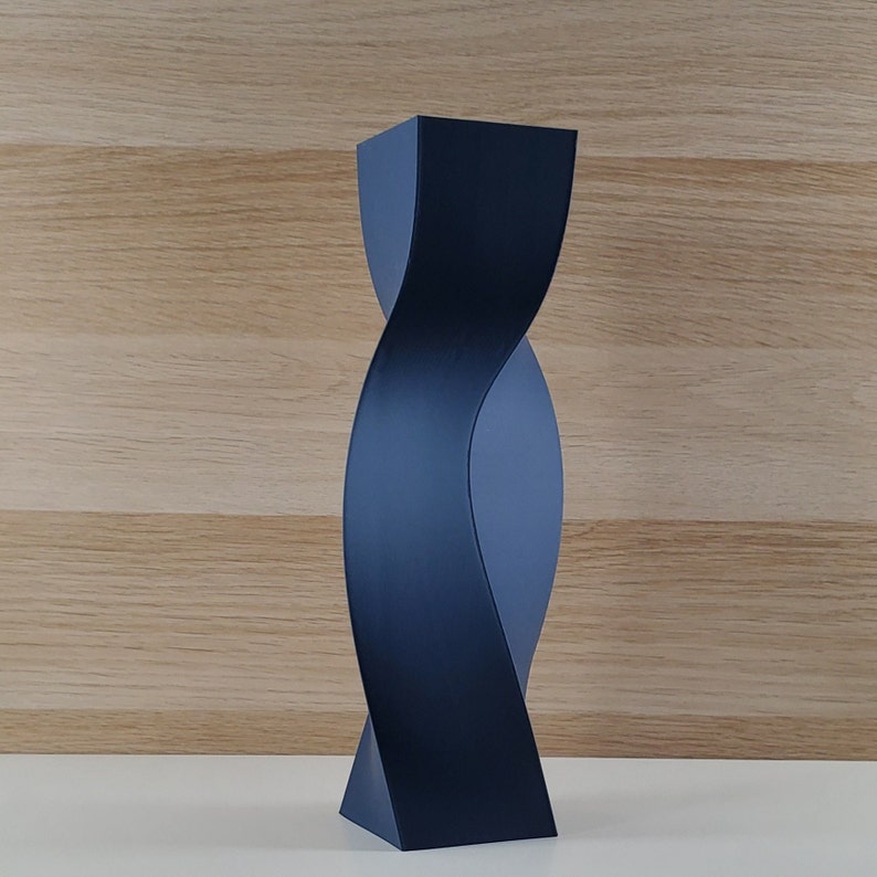 Tall Geometric Matte Navy Blue Vase or Centerpiece Modern Home Decor Flower Vase Gift image 1