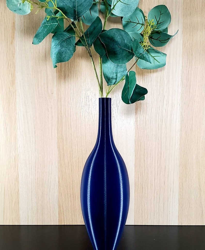12 to 19 inch Tall Matte Navy Blue Modern Nordic Vase Semi-Gloss