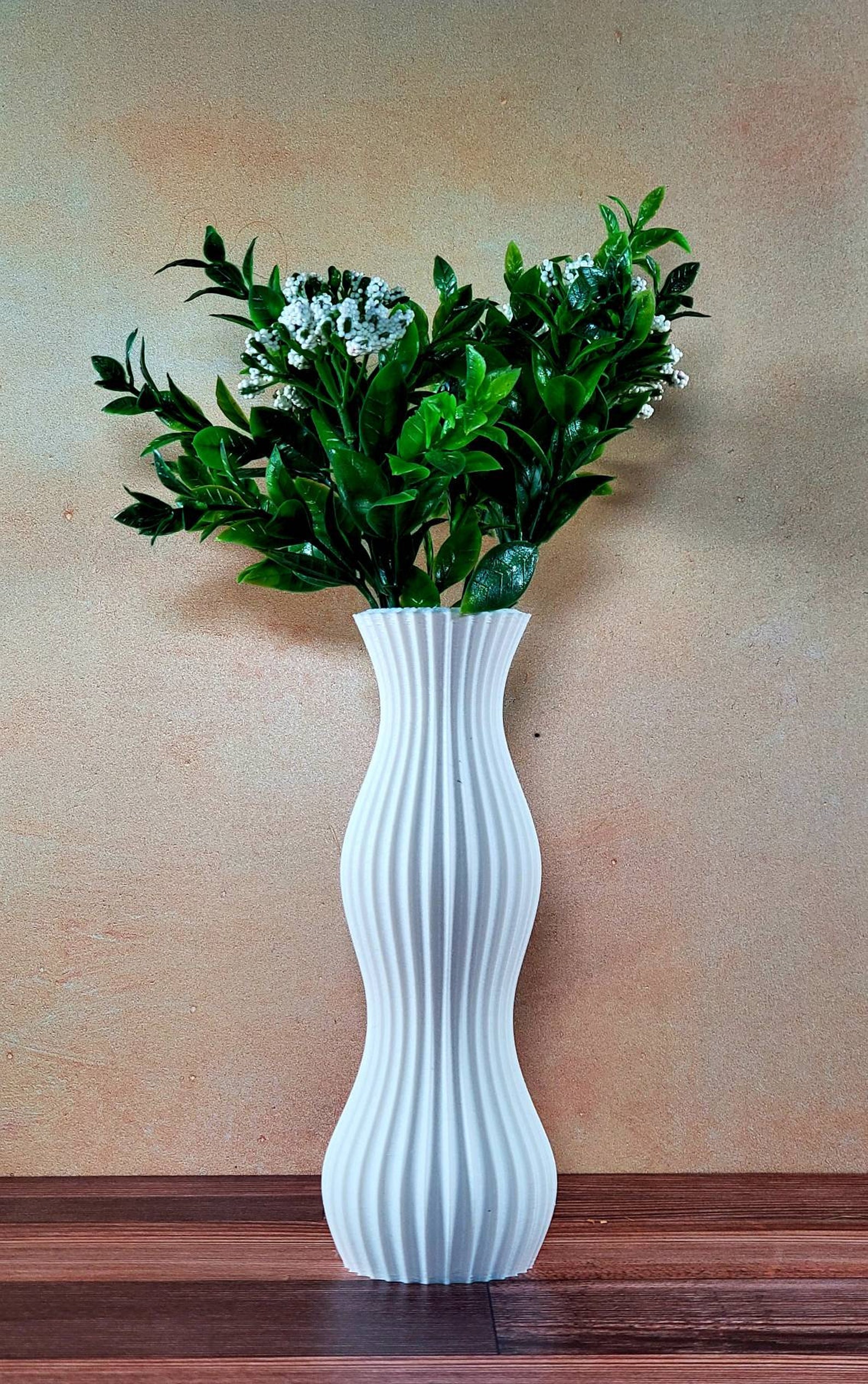 Matte White Striped Vase Desk Vase Home Decor Etsy