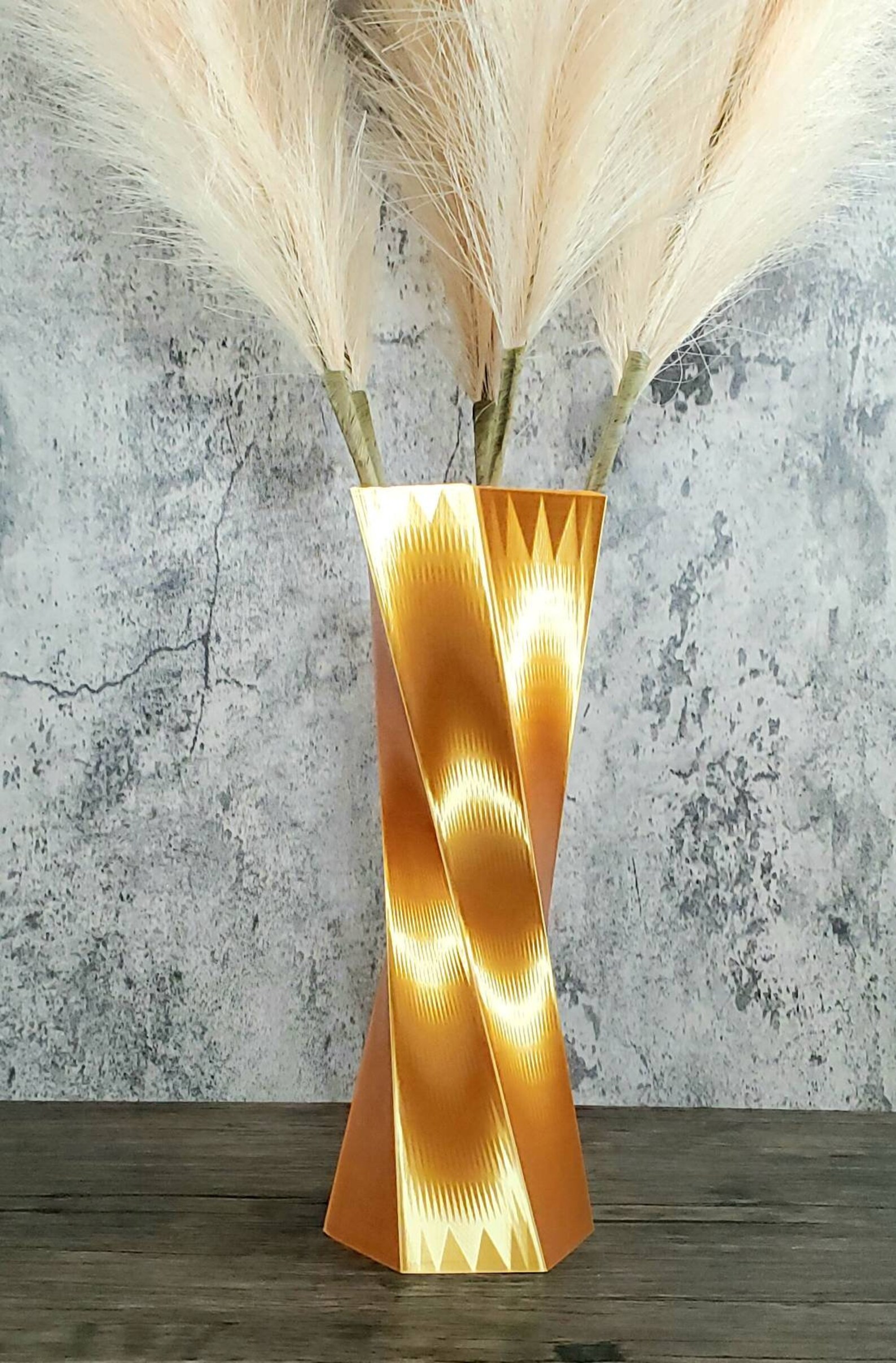 Tall Twist Gold Vase Geometric Style Centerpiece Home Decor or Etsy