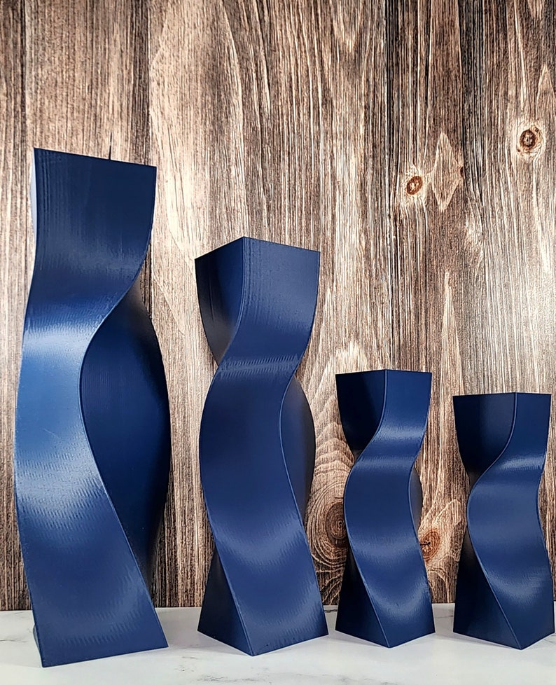 Tall Geometric Matte Navy Blue Vase or Centerpiece Modern Home Decor Flower Vase Gift image 10