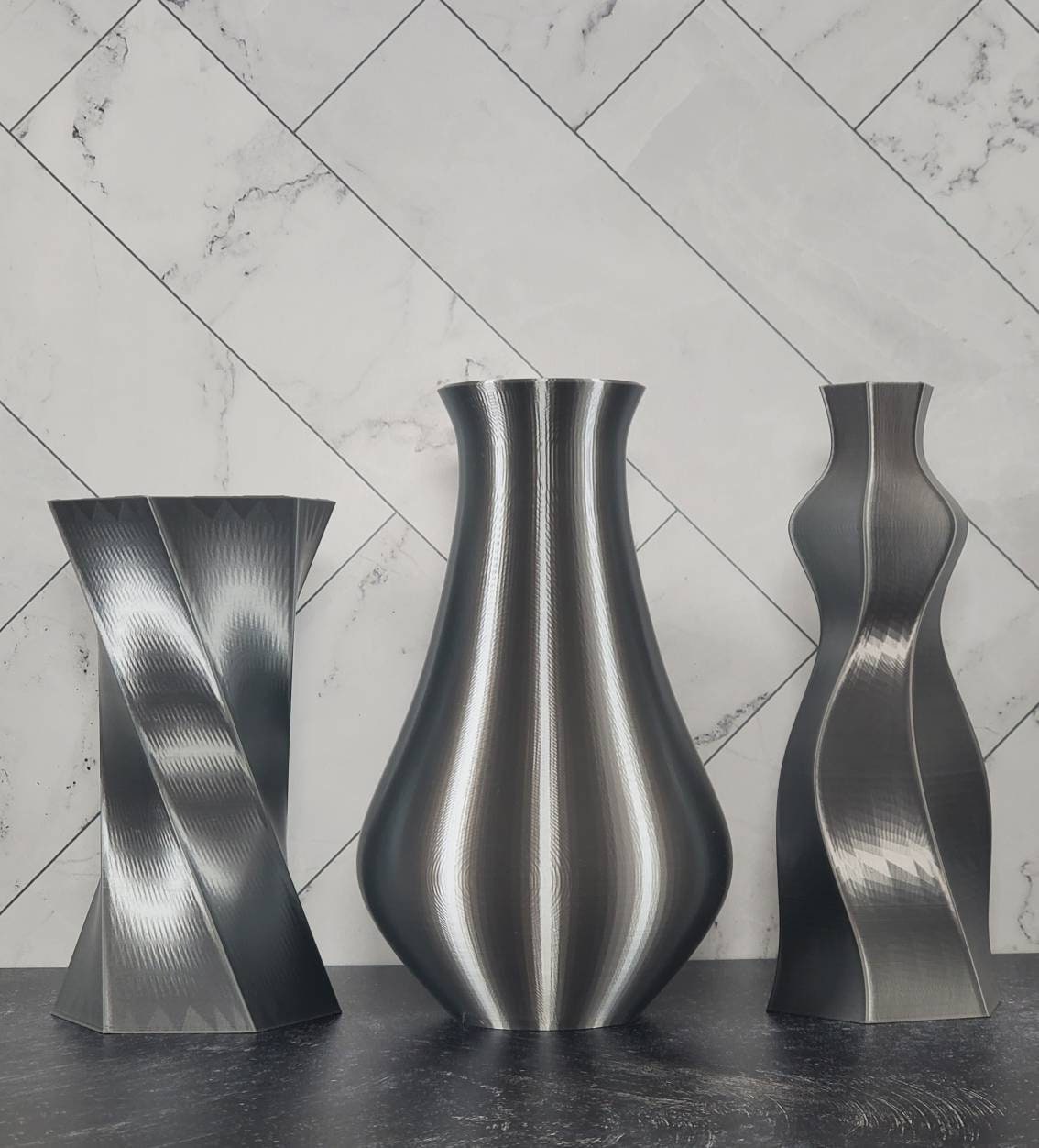 Silver Vase Set Table Vase or Centerpiece Home Decor Etsy