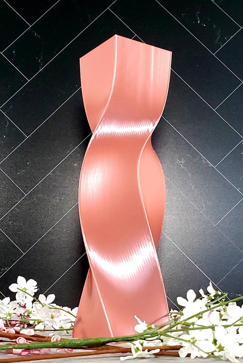 Tall Geometric Rose Gold Vase or Centerpiece image 2