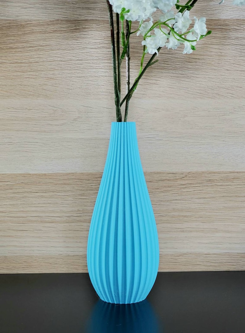 Matte Blue Modern Rippled Bud Vase Desk Vase Home Decor Etsy
