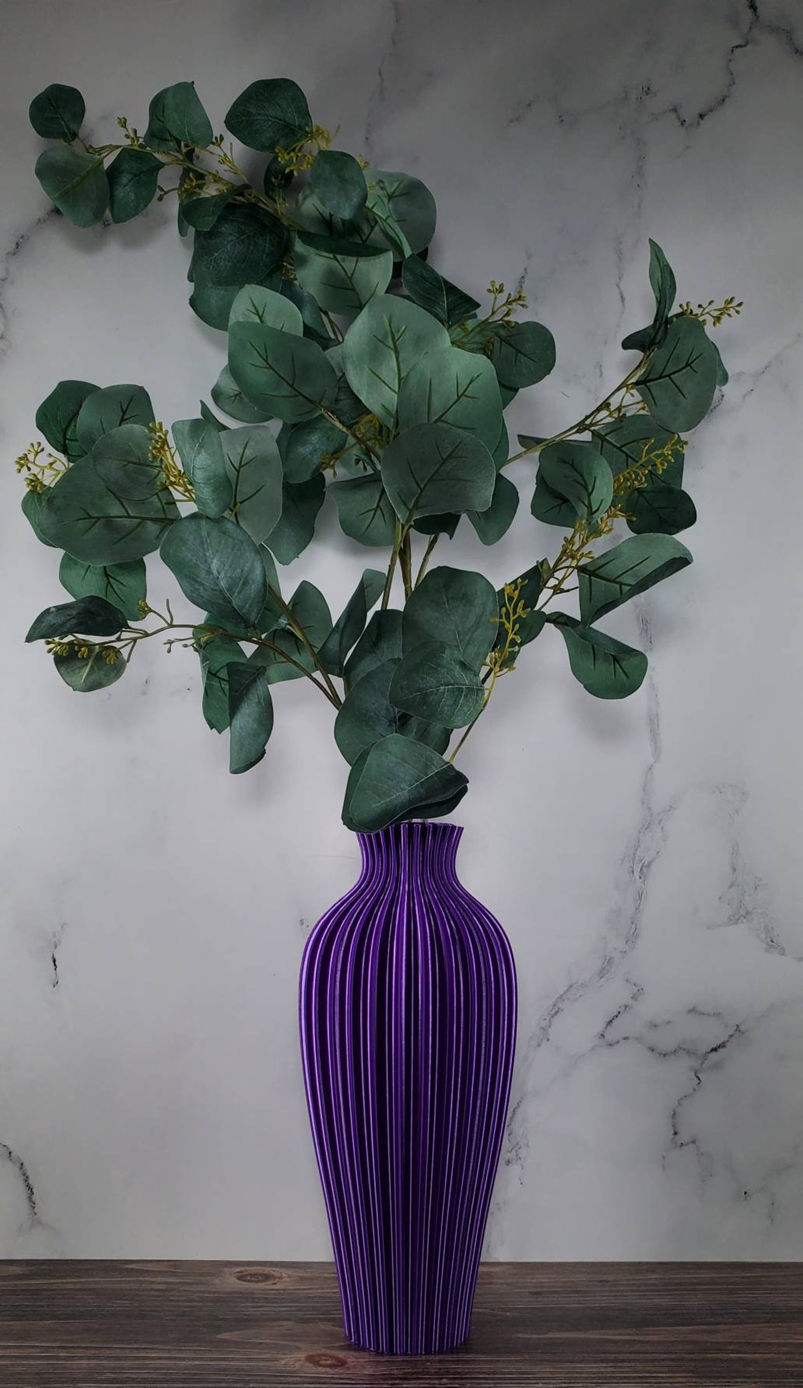 Tall Purple Vase Rippled Flower Vase Home Decor Wedding Etsy