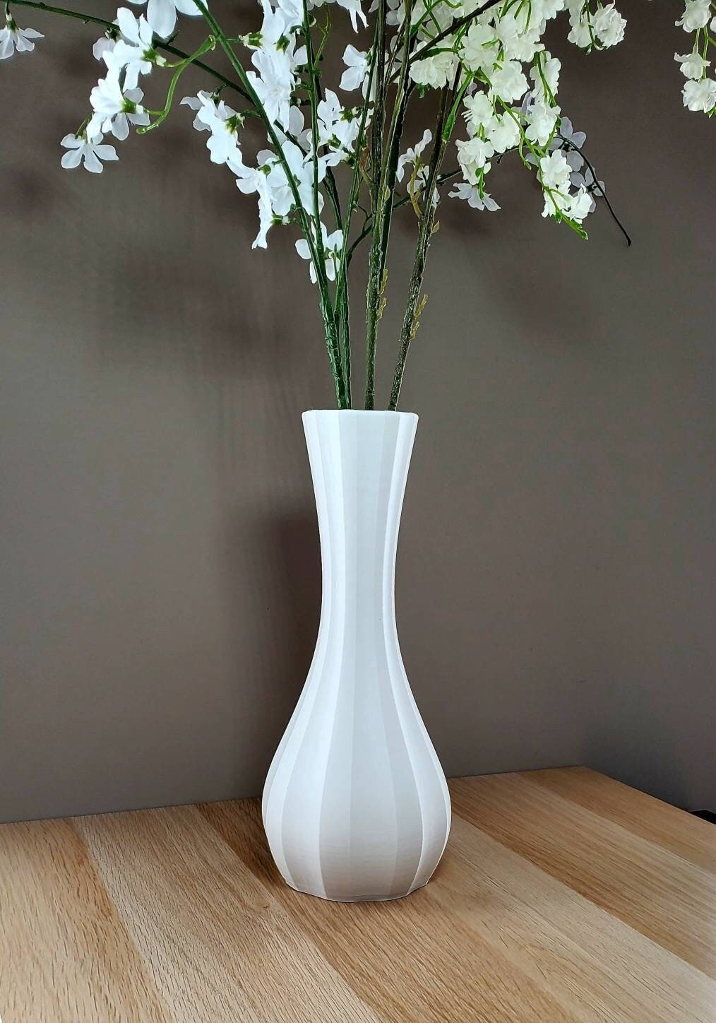 Tall Matte White Modern Fluted Bud Vase Table Vase Home | Etsy