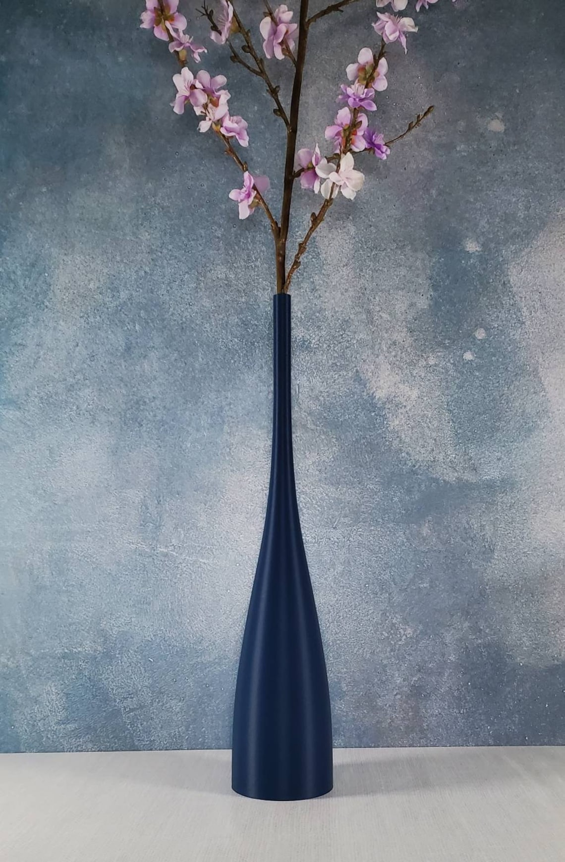 19 Inch Tall Matte Navy Blue Long Modern Nordic Style Vase | Home Decor ...