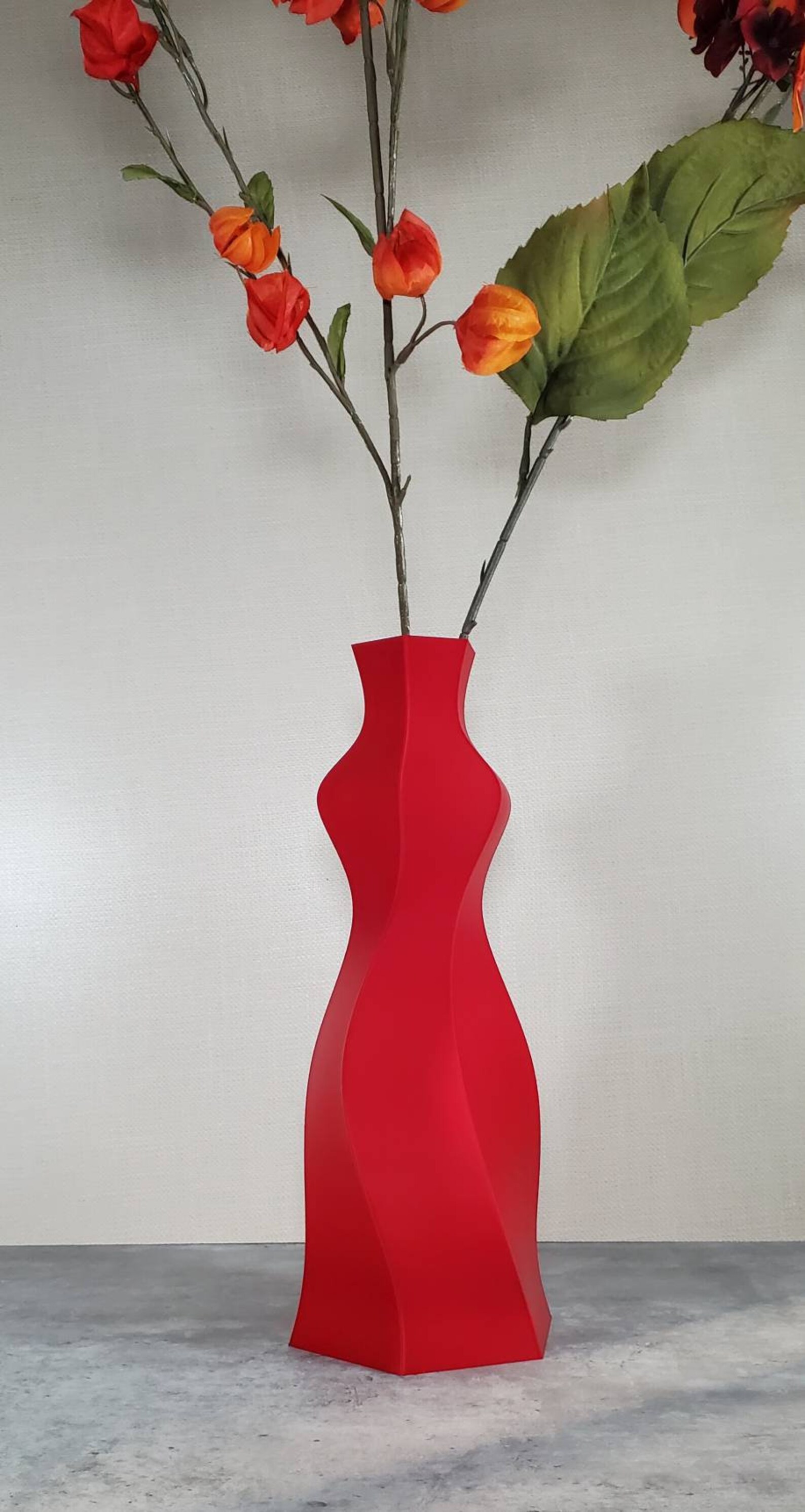 Tall Art Deco Red Vase Home Decor Flower Vase Modern Vase Elegant Vase