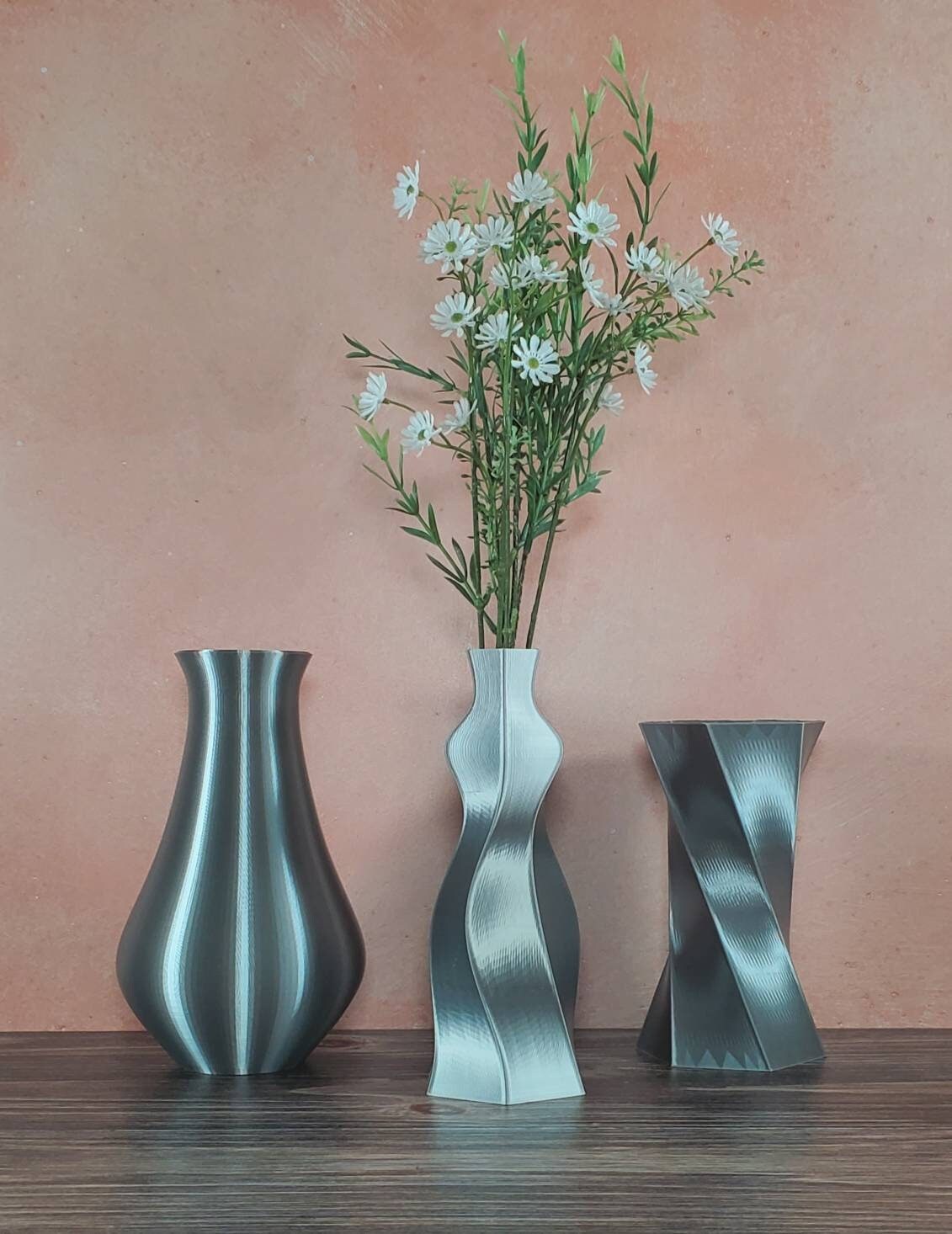 Silver Vase Set Table Vase or Centerpiece Home Decor Etsy