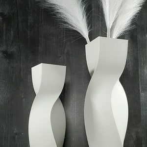 Tall Geometric Matte White Vase or Centerpiece | Modern Home Decor | Flower Vase | Gift