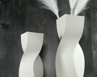 Tall Geometric Matte White Vase or Centerpiece | Modern Home Decor | Flower Vase | Gift