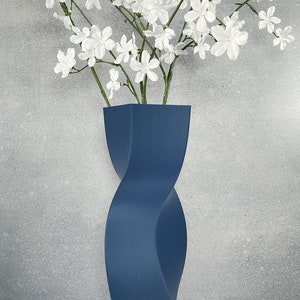 Tall Geometric Matte Navy Blue Vase or Centerpiece Modern Home Decor Flower Vase Gift image 8