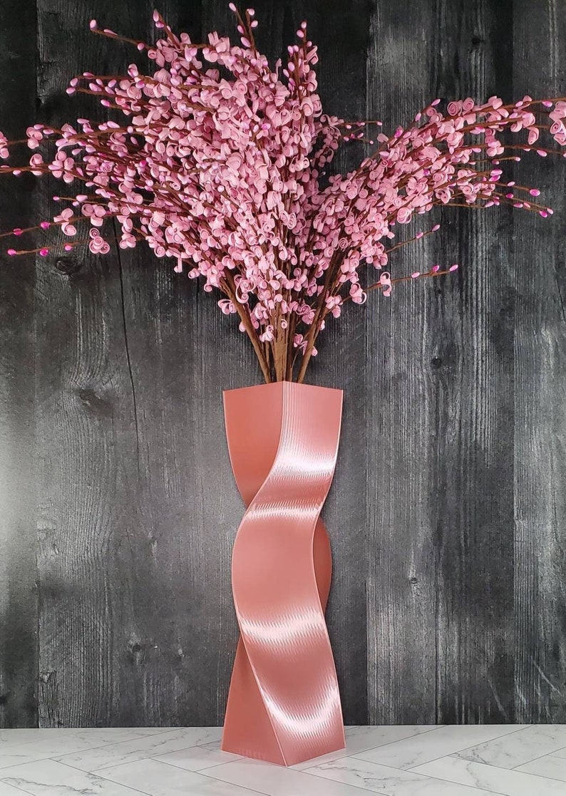 Tall Geometric Rose Gold Vase or Centerpiece image 4