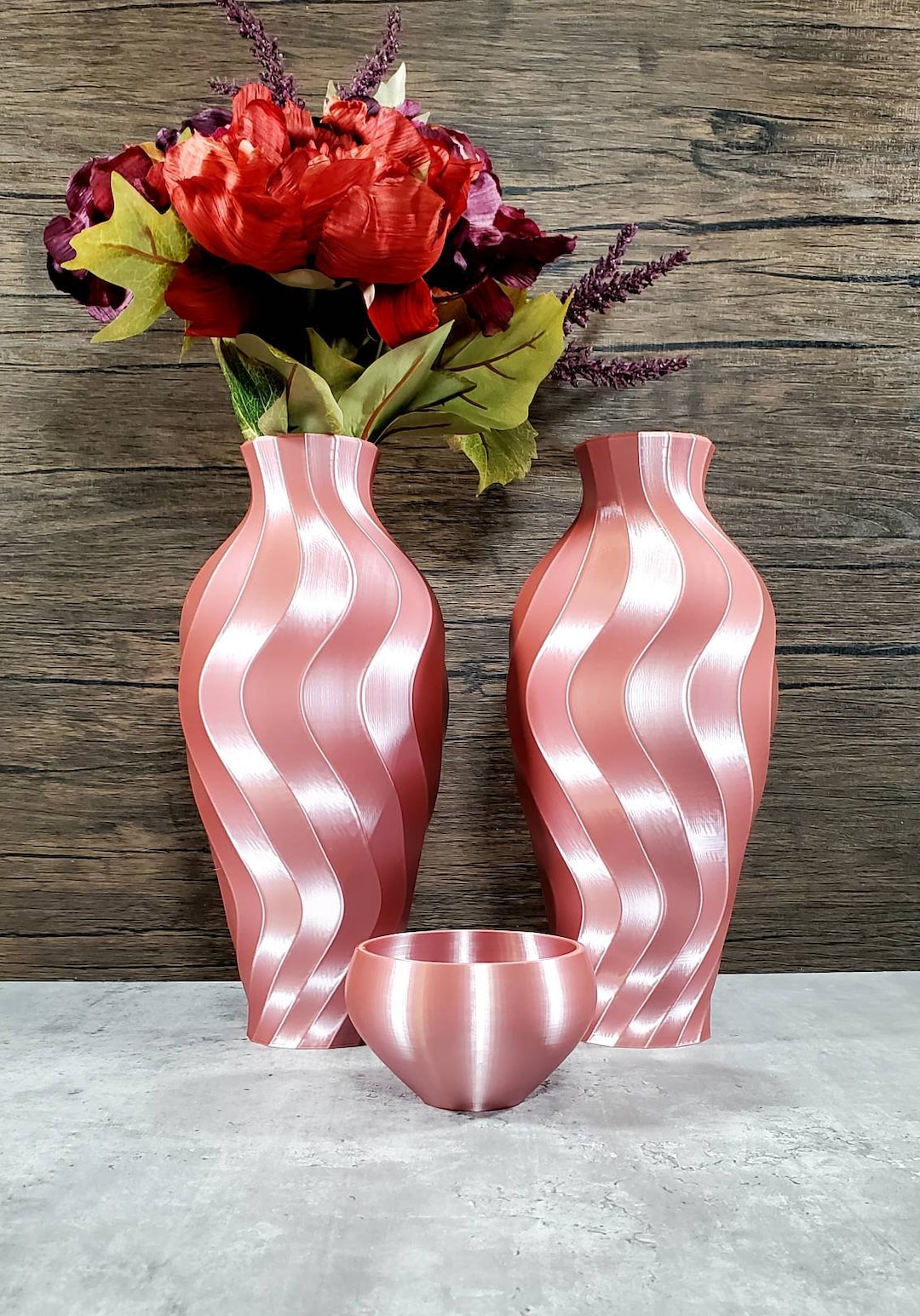 8 to 15 Inch Twirl Rose Gold Vase Home Decor Party Decor Flower Vase Etsy