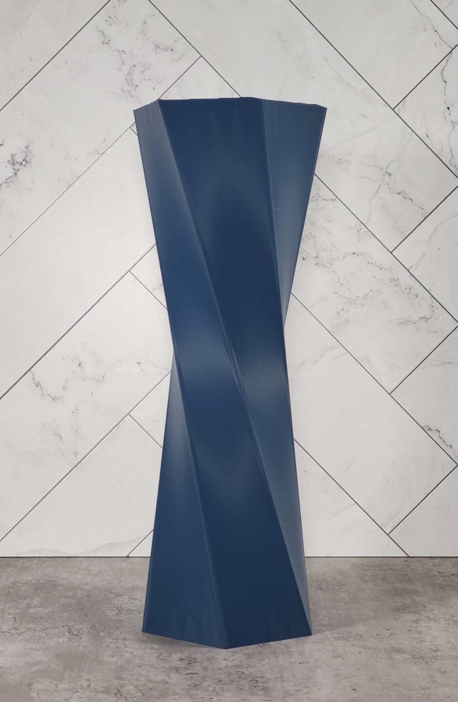 Tall Twist Matte Navy Blue Vase Geometric Style Centerpiece Etsy