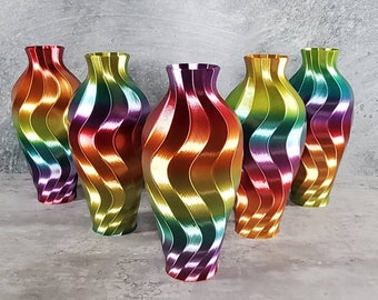8 to 15 inch Tall Twirl  Rainbow Vase | Flower Vase