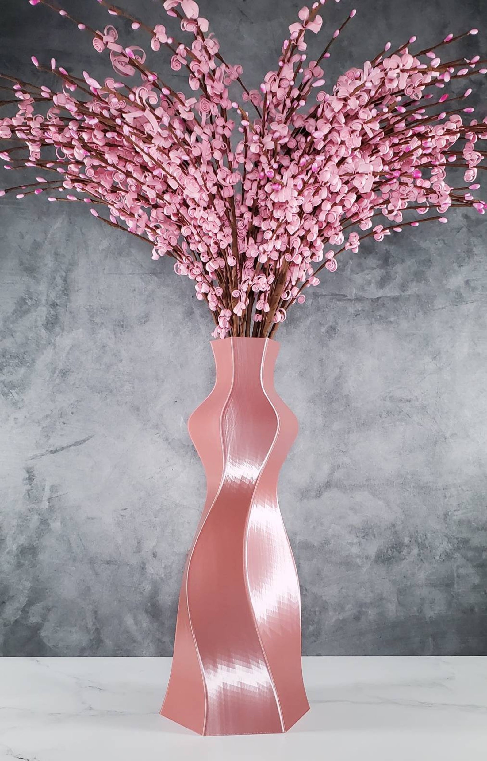 Tall Art Deco Rose Gold Vase Home Decor Flower Vase Modern Vase Elegant