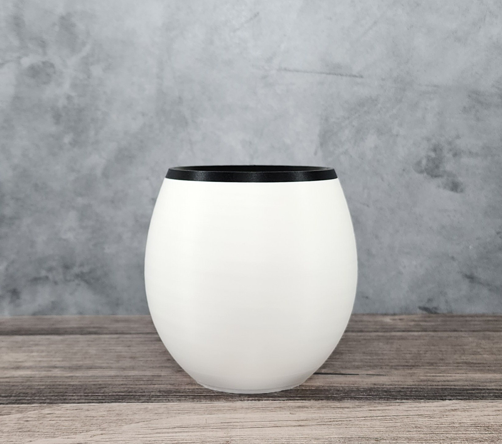 Matte White Egg Style Succulent Planter With Black Trim | Decorative Bowl or Container