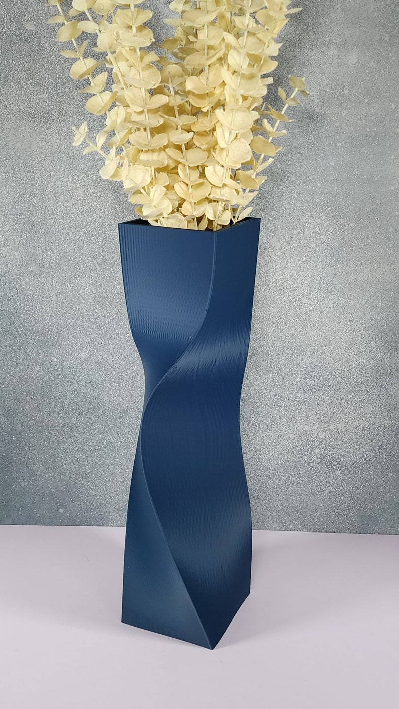 Tall Geometric Matte Navy Blue Vase or Centerpiece Modern Home Decor Flower Vase Gift image 9