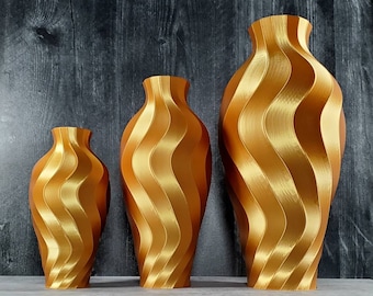 9.5 to 15 inch Tall Twirl Gold Vase or Centerpiece  | Home Decor | Flower Vase |  Special Event