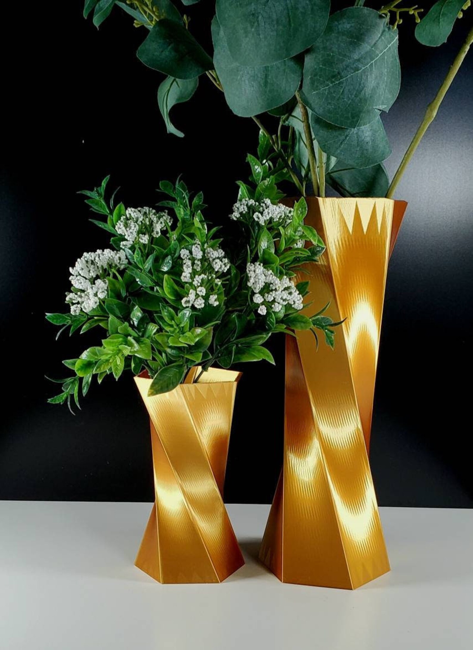 Tall Twist Gold Vase Geometric Style Centerpiece Home Decor or Etsy