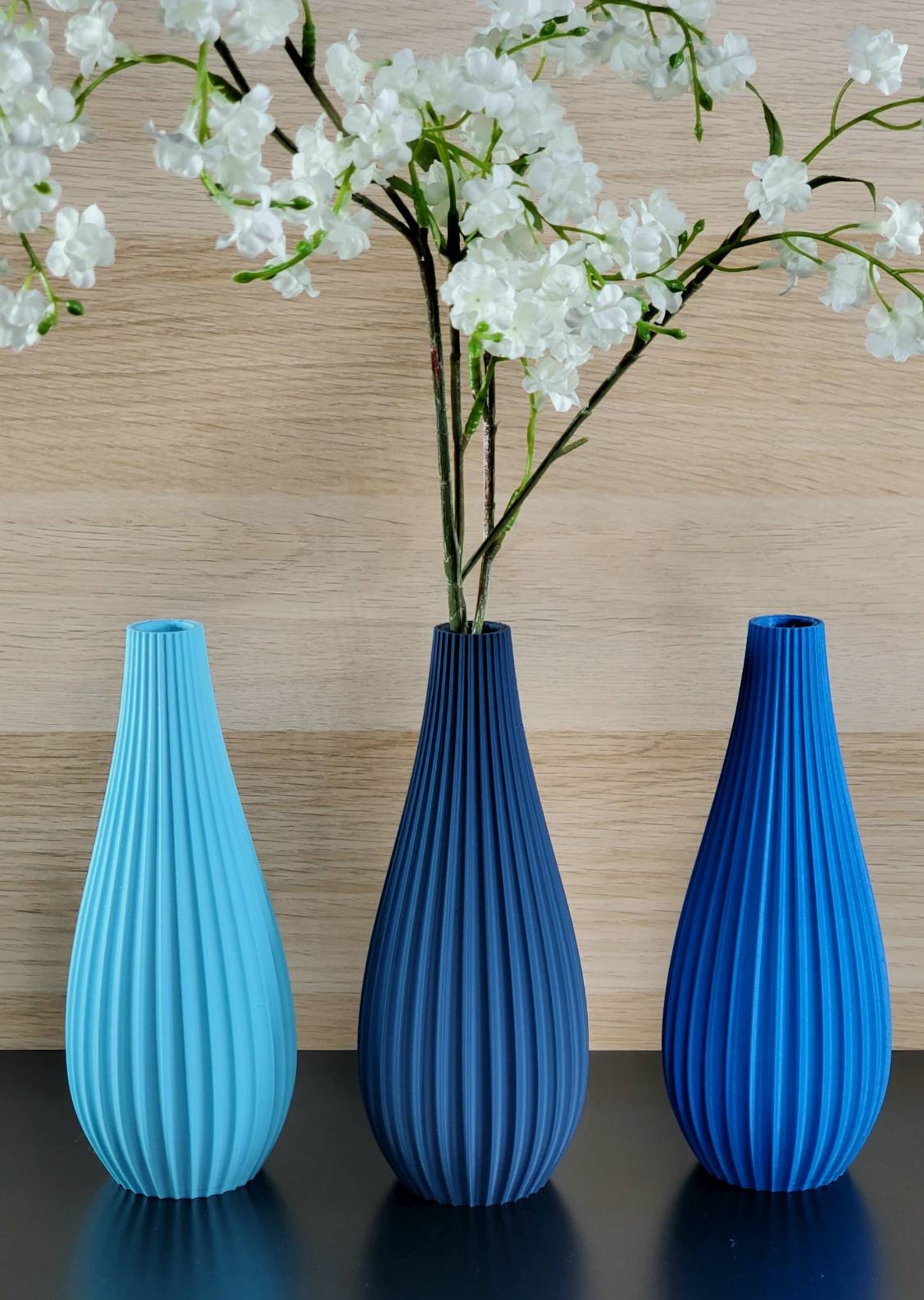 Matte Blue Modern Rippled Bud Vase Desk Vase Home Decor Etsy