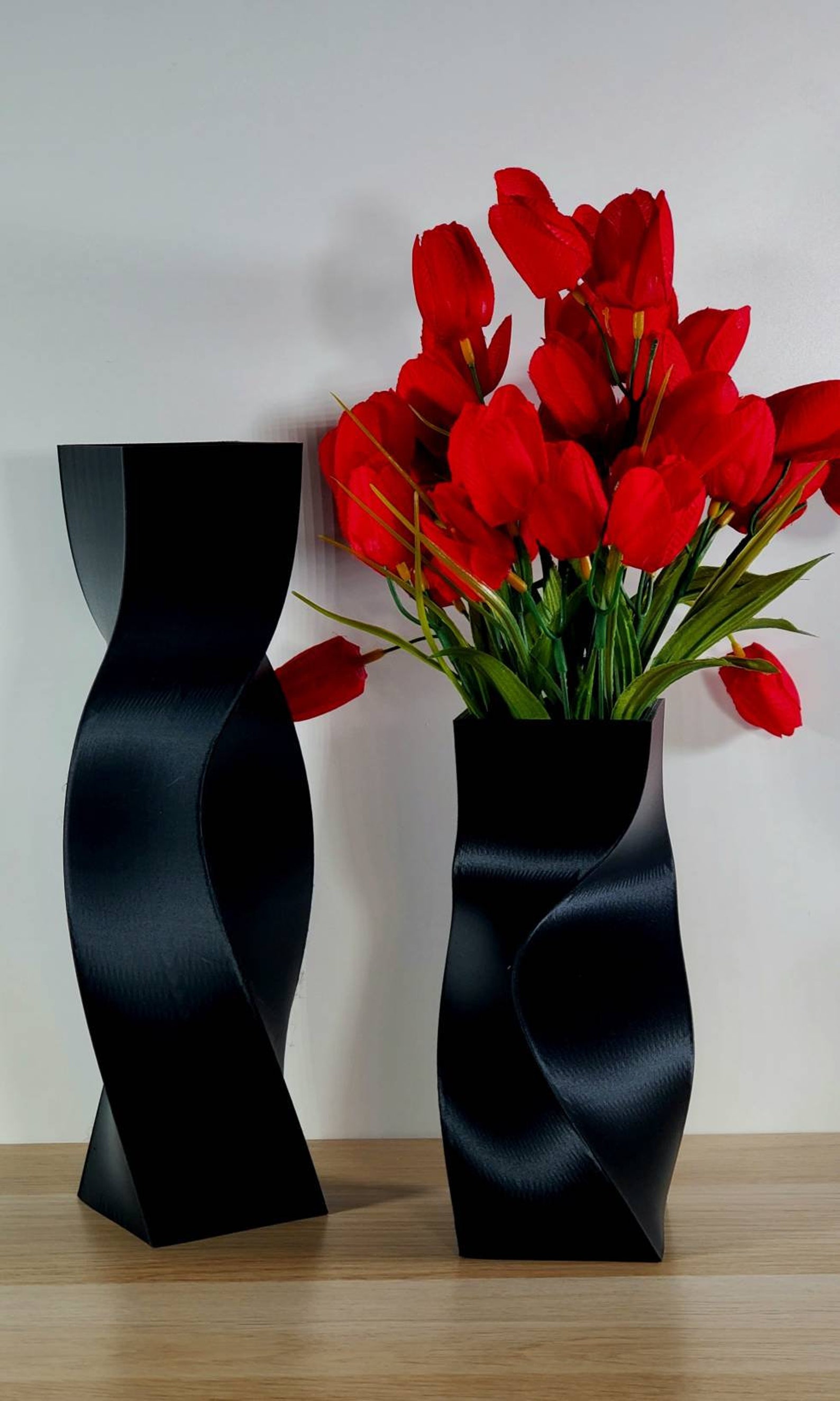 Tall Geometric Matte Black Vase or Centerpiece Flower Vase Etsy