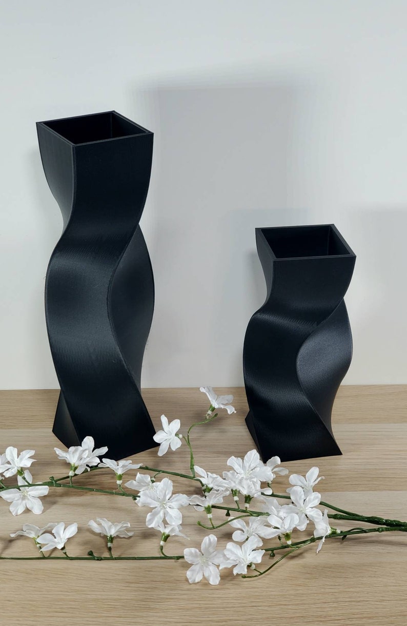 Black Vase Geometric Matte Black Vase Modern Black - Etsy