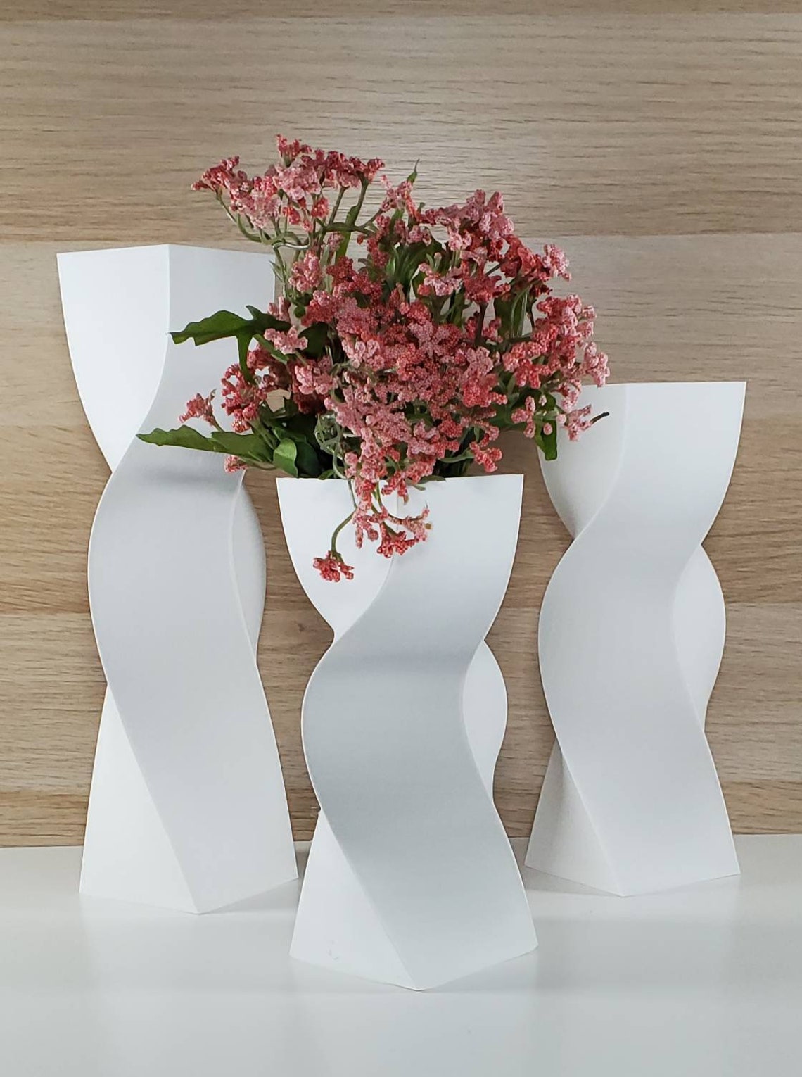 Tall Geometric Matte White Vase or Centerpiece Flower Vase Etsy