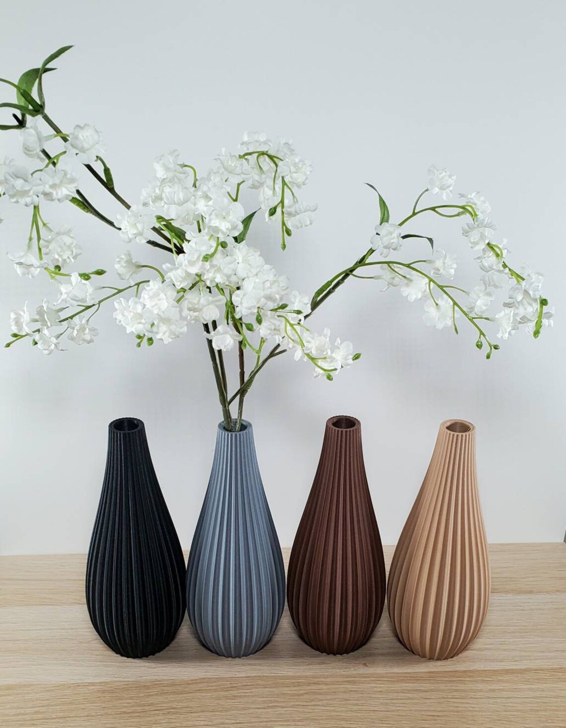 Earth Tone Matte Rippled Bud Vase Desk Vase Home Decor Etsy