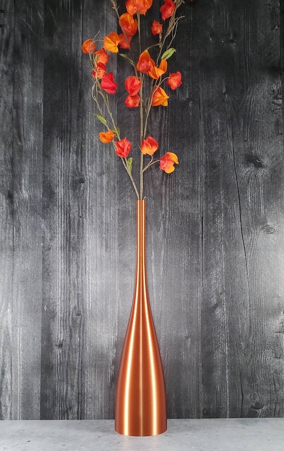19 Inch Tall Copper Tone Long Modern Nordic Style Vase | Home Decor | Dried Flowers | Pampas Vase | Floor Vase