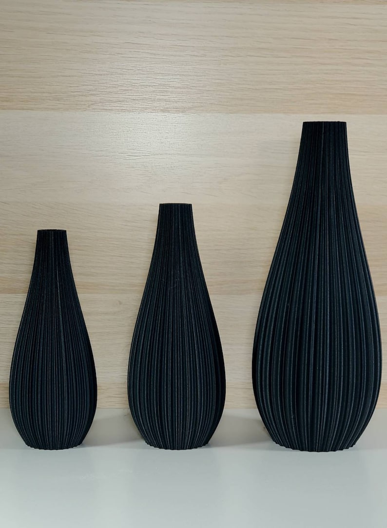 Matte White or Black Modern Rippled Bud Vase Desk Vase Home Decor Flower Vase image 7