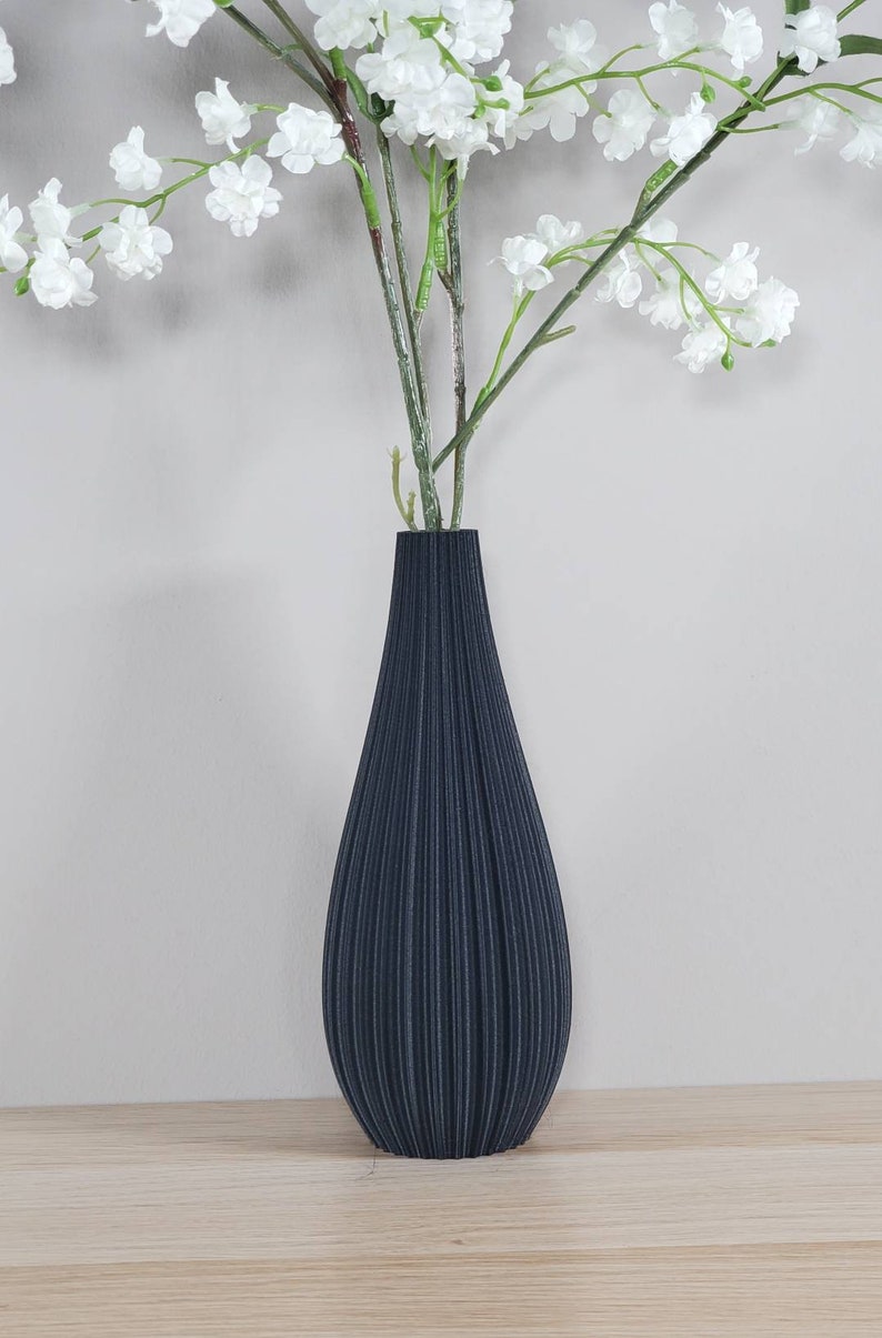 Matte White or Black Modern Rippled Bud Vase Desk Vase Home Decor Flower Vase image 6