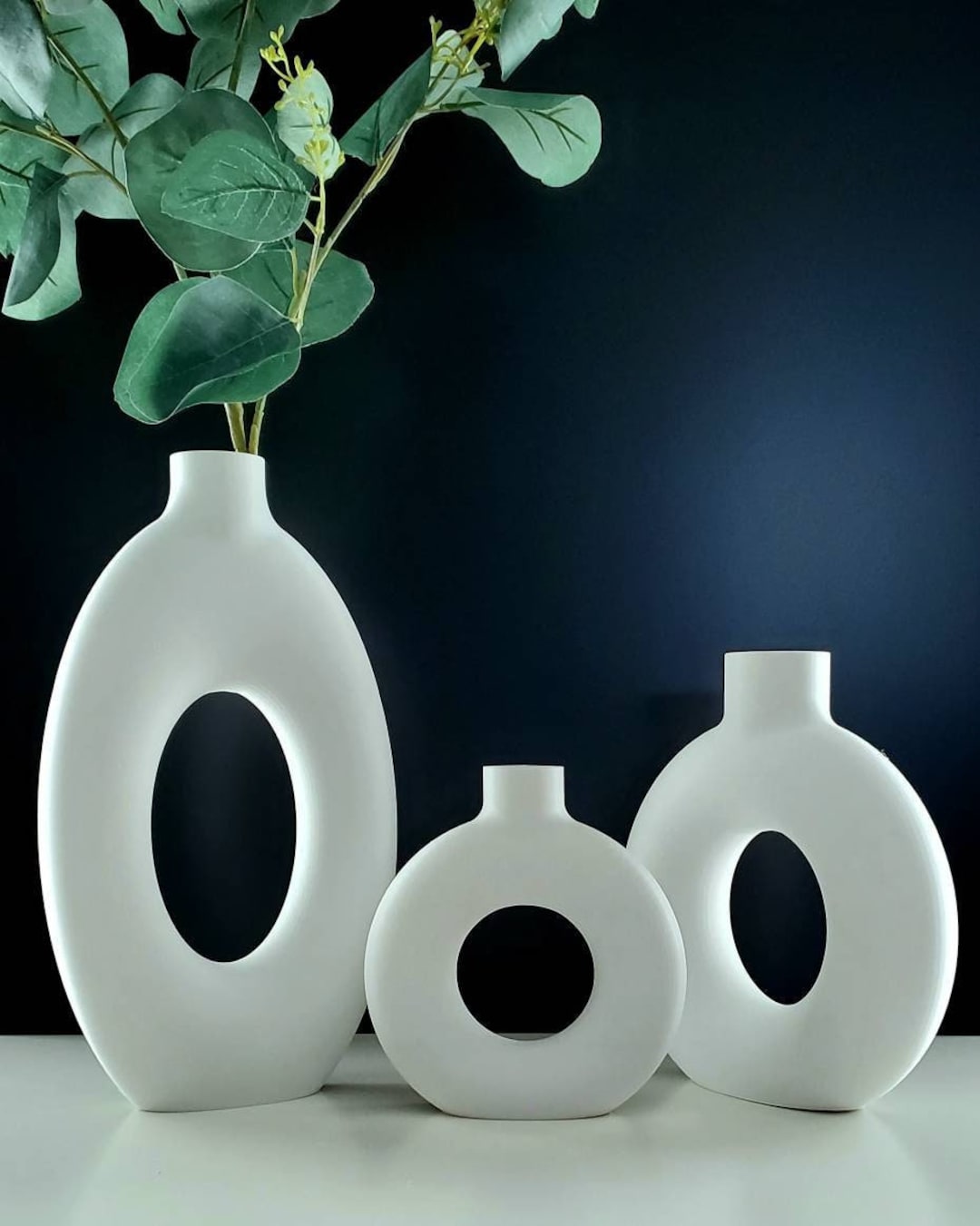 Matte White Tall and Large Nordic Vase 6/8/9/10/12/15 Inch Home Decor | Donut Vase