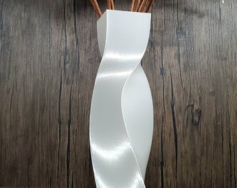 Tall Geometric Shiny Pearl White Vase or Centerpiece | Flower Vase | Home Decor | Christmas | Pearl White