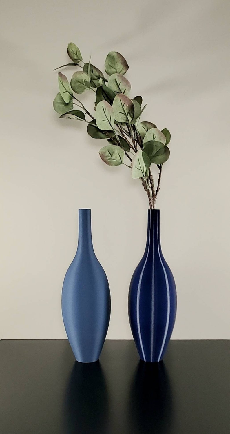 12 to 19 inch Tall Matte Navy Blue Modern Nordic Vase image 1