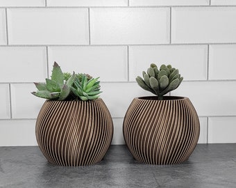 Indoor Planter Pot or Bowl Champagne With Optional Drainage, Unique Modern Kitchen or Living Room Home Decor, Gift For Her