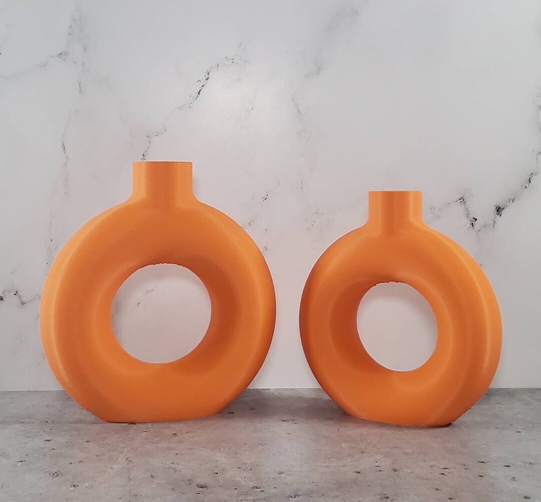 Matte Orange Tall and Large Nordic Vase 6/8/9/10 Inch Home Decor Donut