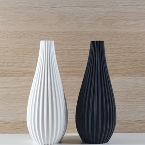 Matte White or Black Modern Rippled Bud Vase Desk Vase Home Decor Flower Vase image 3