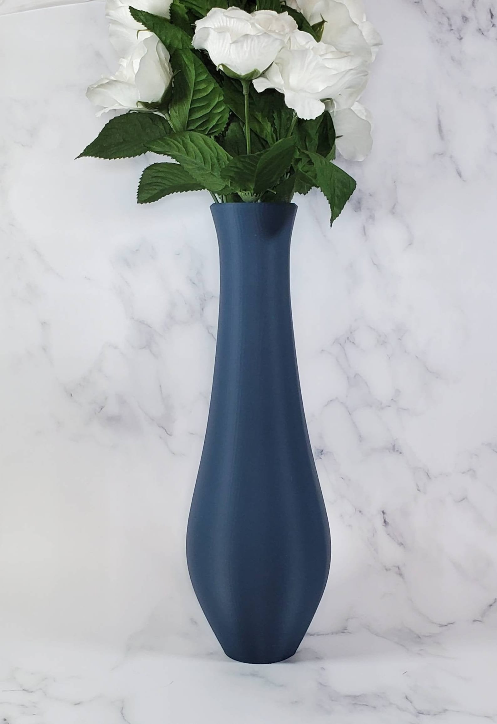 12 Inch Tall Matte Navy Blue Vase Etsy