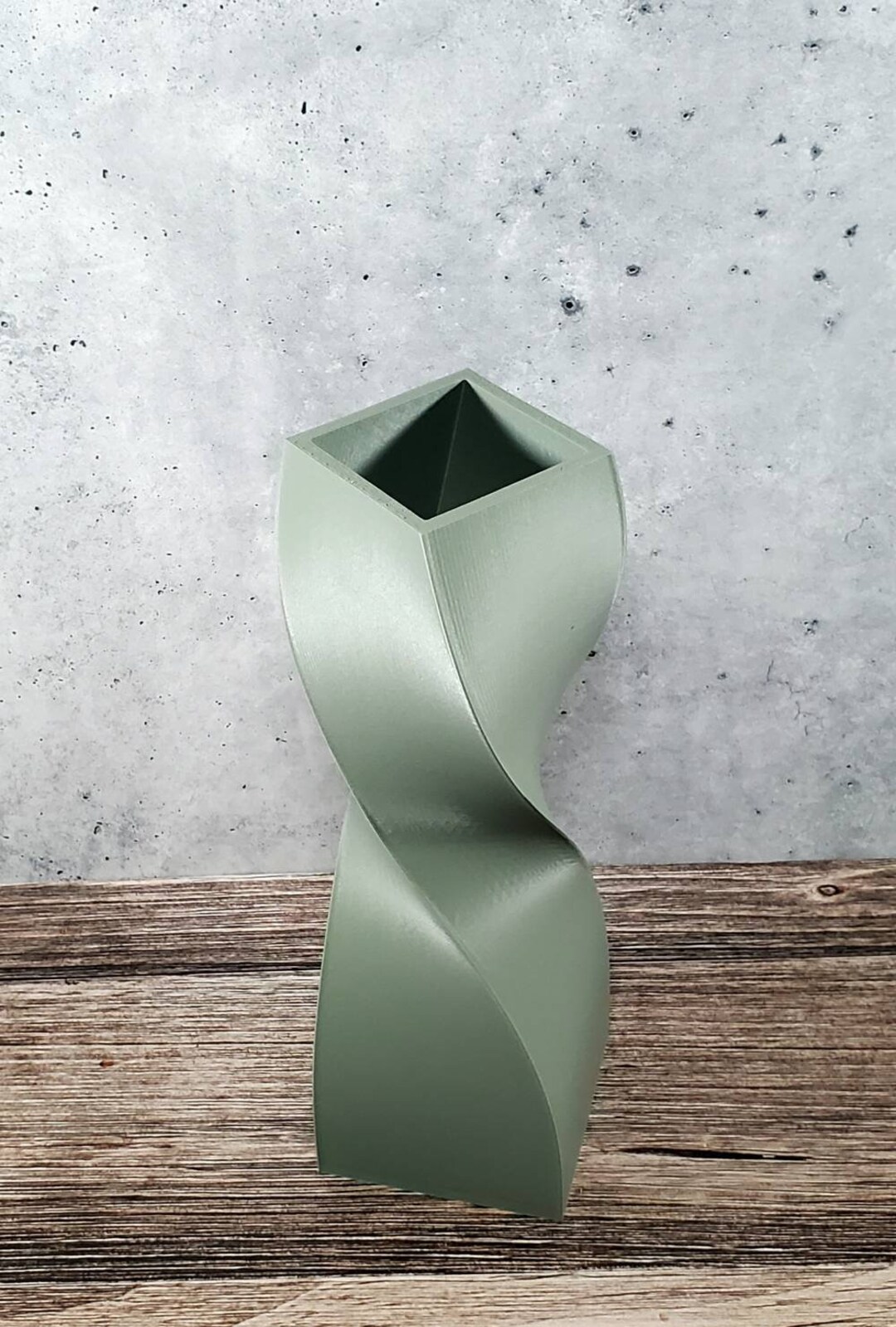 Matte Sage Green Vase Twisted Middle Centerpiece Desk Vase Home Decor
