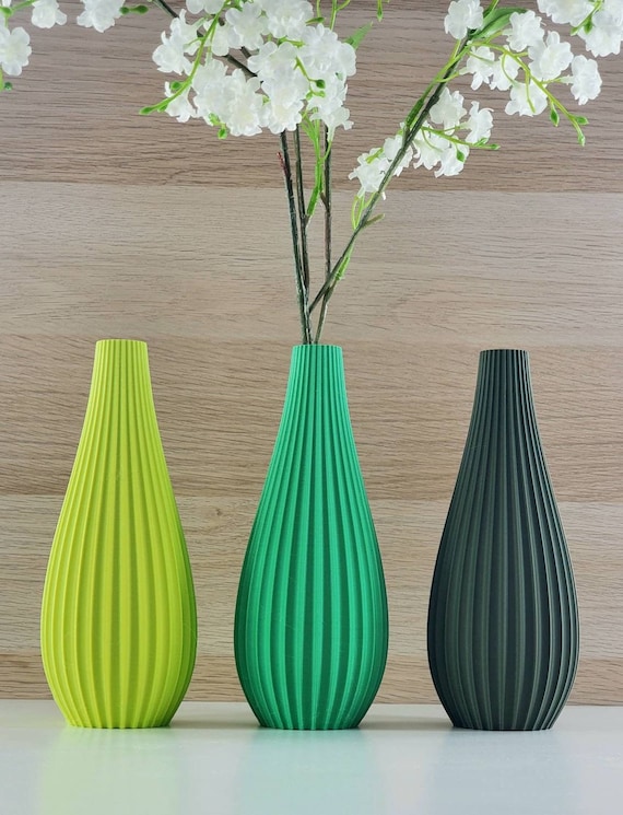 Matte Green Modern Rippled Bud Vase Desk Vase Home Decor Etsy
