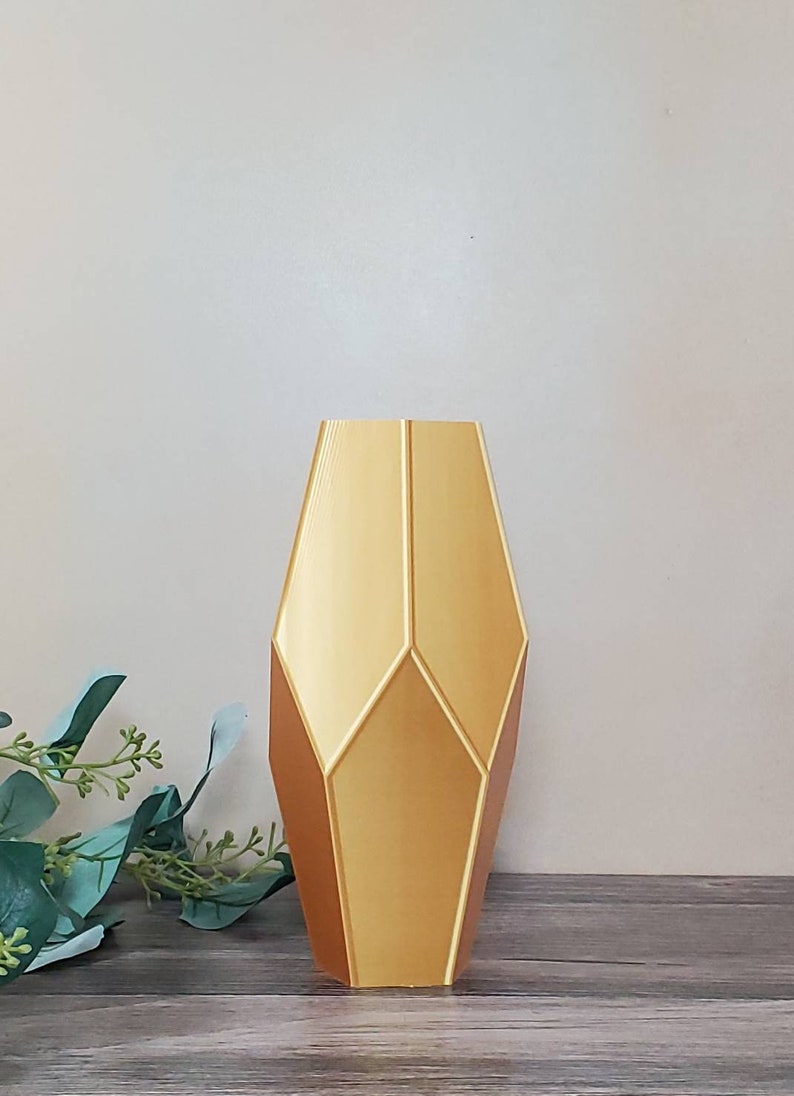 Pentagon Gold Vase Geometric Centerpiece Home Decor or Special Etsy