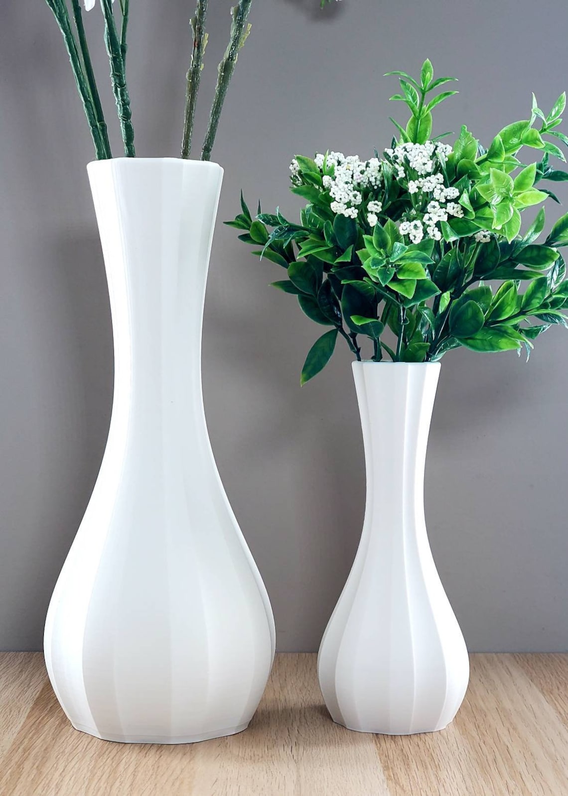 Tall Matte White Modern Fluted Bud Vase Table Vase Home - Etsy