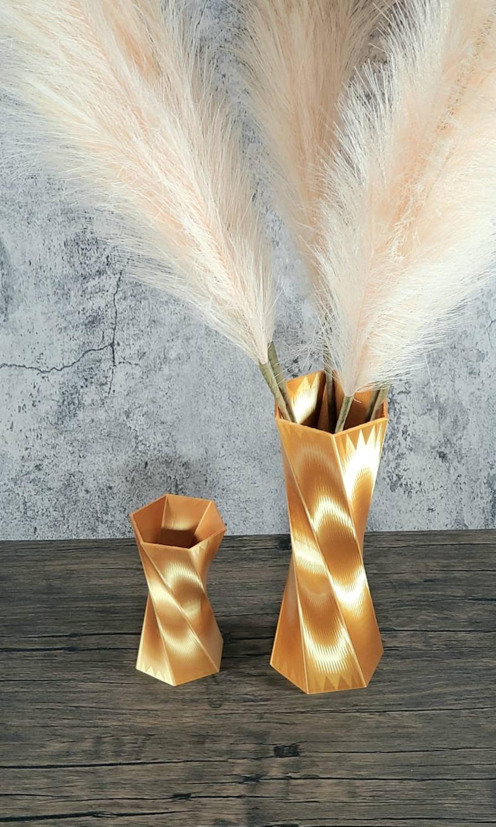 Tall Twist Gold Vase Geometric Style Centerpiece Home Decor or Etsy