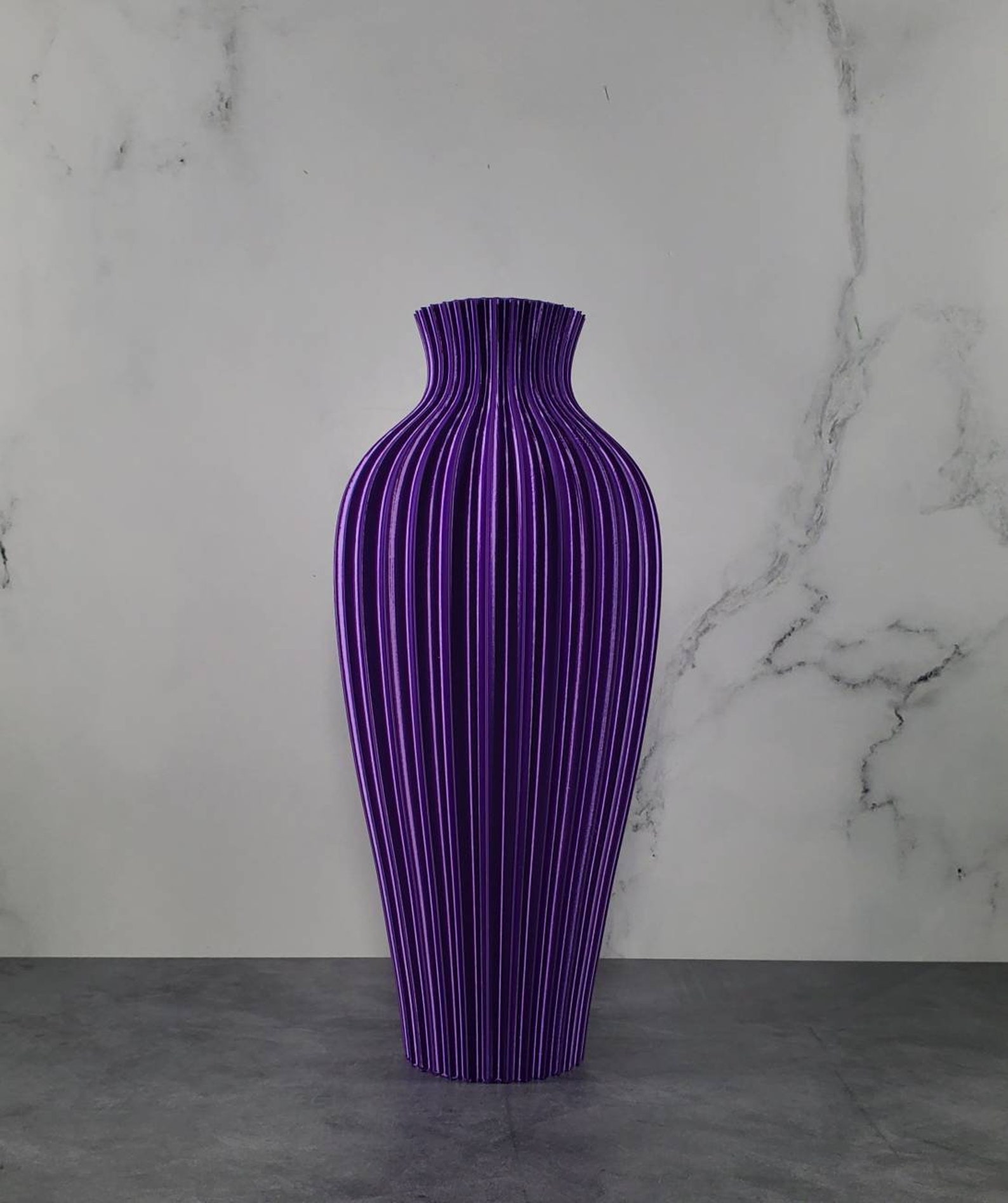 Tall Purple Vase Rippled Flower Vase Home Decor Wedding Etsy